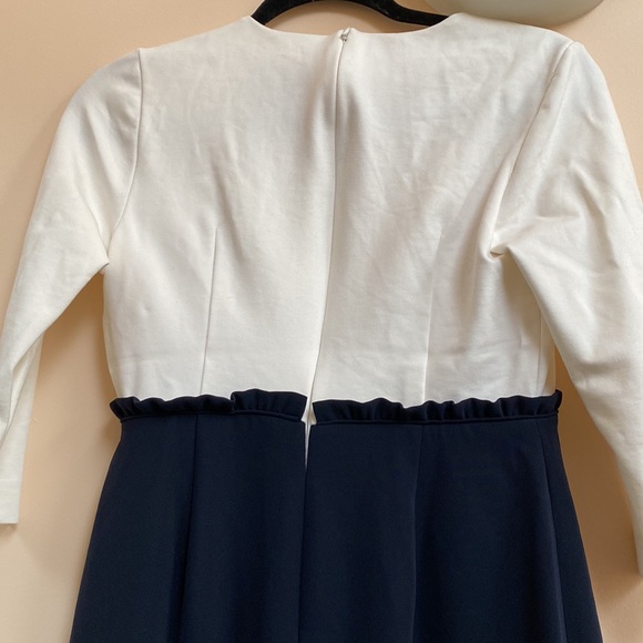 J. Crew Combo Ruffle Dress Cream Navy 4P - Picture 15 of 16